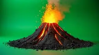 Miniature Volcano Bursting on a Green Screen Background - Free 4K