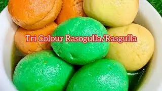 Tri Colour Rasogulla Recipe | Soft & Sponge Rasgulla Recipe | Republic Day Special Sweet Recipe❤️🇮🇳