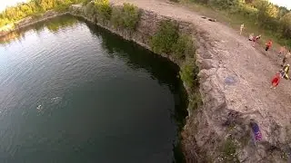 Extreme Sports - Cliff Jumping Flips. Stock Footage