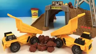 Playdoh CAT Construction 8 trucks mining set - dump truck mighty machine  by DisneyToysReview