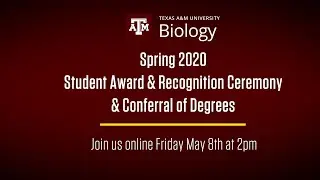 Spring 2020 Biology Student Awards & Recognition Ceremony