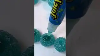 Blue chewy gummies and sour gel juicy drop jelly food mukbang