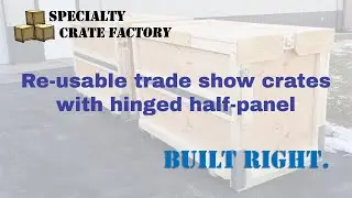 Re-usable trade show crate with 1/2 Panel. Product feature.