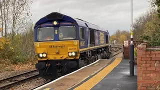 &ldquo;Beacon Rail&rdquo; 66797 4L08 with 14 containers including one tanker 14;39 7E Lea Road 11/11/2025