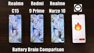 Realme C15 Vs Redmi 9 Prime Vs Narzo 10 Battery Drain Test Comparison