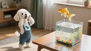 The lesson about responsibility mama dog taught her little pup about a goldfish! 🐠