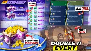 Double 11 mega draw event / 44 tokens and free promo diamonds with free skin 🔥 #mobilelegends