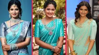 Turquoise Color Kanjivaram Silk Saree Design, Stunning TURQUOISE COLOUR Kanjivaram Silk Saree Design