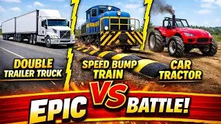 Truck vs Train vs Tractor 😱 Speed Breaker Extreme Test #1 