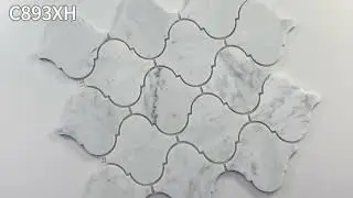 Carrara White Grand Arabesque Baroque Lantern Mosaic Tile Honed (SKU: C893XH) - Italian Marble