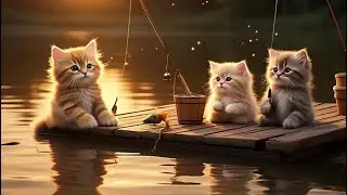 #CuteCats 🐱 #FishingFun 🎣 #AdorableKittens 😻 #SunsetVibes 🌅 #PlayfulPaws 🐾 #WhiskerAdventures 🏞️