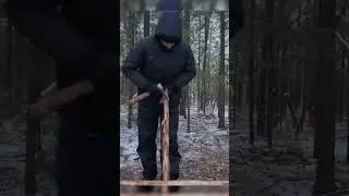 Bushcraft winter camping in deep snow survival camp cooking #solowintercamping