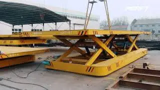 Hydraulic lifting busbar powered rail transfer car 50t