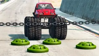 Cars vs Chain & Contact Mine | BeamNG Drive | BimTestCrash