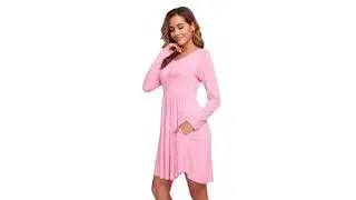 LONGYUAN 2021 Fall Womens Long Sleeve Casual T Shirt Dresses Swing Dress with Pockets at @Amazon