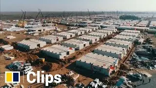 Aerial view of massive Covid-19 quarantine centre nearing completion in China&rsquo;s Hebei province