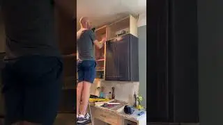 Installing the upper upper cabinets of our #kitchenrenovation. #diyhome #kitchenremodel