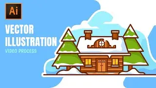 Cottage Vector Illustration Process Using Illustrator