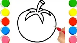 beautiful Tomato 🍅 drawing , Painting and Coloring For Kids and Toddlers kids art