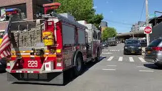 FDNY ENGINE 229 RESPONDING FROM QUARTERS ON RICHARDSON STREET IN GREENPOINT, BROOKLYN, NEW YORK CITY