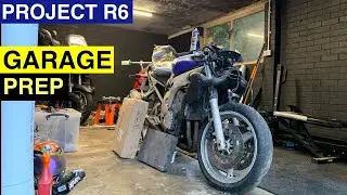 Garage Prep for my motorcycle restoration project. Abandoned 1999 Yamaha R6 motorbike.