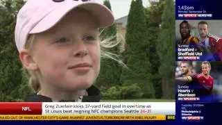 Мэгги Уайтхед разыгрывает Sky Sports News 14 сентября 2015 г.