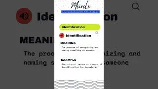 Meaning of Word  IDENTIFICATION #shortvideo #english #learning