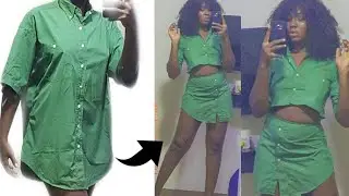 Refashion Large Men's Shirt Into Two Piece SET