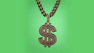 Hip-Hop Dollar Sign Chain Green Screen | Bling Bling Gold Necklace Chroma Key Video