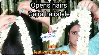 Gajra hairstyles||3 look गजरा के साथ||Durga puja/karwachuth hairstyles/thin hairs style Festive look