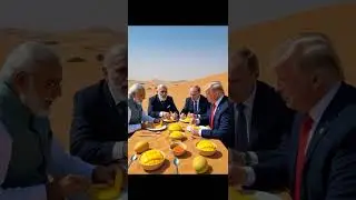 Trump, Putin and Modi eating mango in desert. #modi #putin #trumpputinsummit