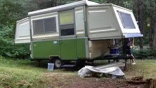 1974 Apache Mesa Hard side Tent Trailer Set up