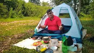 Camping and Cooking Near Waterfall