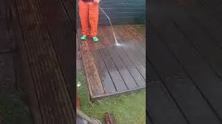 Pressure washing slippery decking