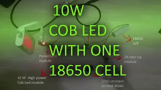 10W 12V COB LED with one 18650 Cell Only