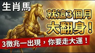 屬馬的請收下！未來3個月「天降大任」，若你身邊出現這「3種預兆」，恭喜你，苦日子徹底熬到頭了！#2026屬馬運勢 #生肖馬2026運勢 #轉運 #發財 #算命 #風水 #本命年 #財運 #貴人 #偏財