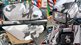2023 hero splendor plus bs6 bike army sticker full body wrapping