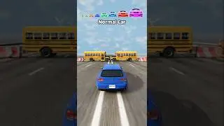 Big And Small Cars vs The School Bus Roadblock #shorts | BeamNG.Drive
