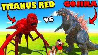 TITANUS RED vs GOJIRA and SHINCHAN ZOO in ANIMAL REVOLT BATTLE SIMULATOR