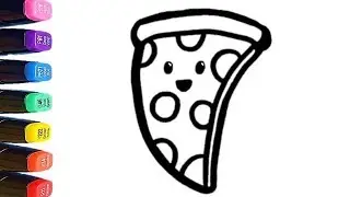 Cute Pizza Drawing Coloring Pages For Kids - Learn Colors / World of Eggs