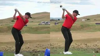 Jonas Blixt golf swing Mid-Iron & 3-metal (Down-the-line), ASI Scottish Open 2018.