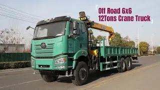 How does FAW Jiefang 390HP 6x6 all drive off road 12 tons crane truck work?