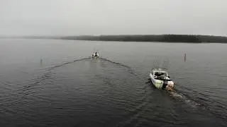 Leaving the harbor for lake trolling in Kuhmo - Vetouisteluun lähtö Kuhmosta