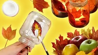 Artisanat à base de feuilles mortes, de colle, d'un bol et de lumière automnale