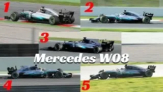 F1 2017 Mercedes W08 - 5 different Shark fin focus video - Tests Montmel&ograve;