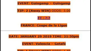 29.01.2018 | KZL-TİPS VİP TİPSTER | Fixed Matches |