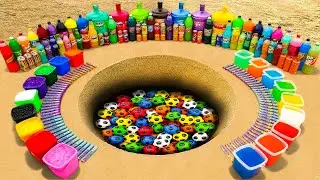 Spiderman & Big Toothpaste Eruption From Rainbow Ball Pit, Fanta, Giant Mirinda, Coca Cola vs Mentos