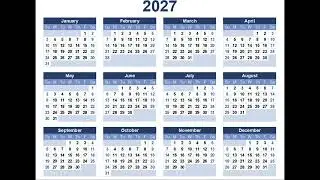 📅 2027 Calendar ✨ | New Year 2027 🎉 | Calendar 2027 🗓️
