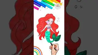 Ariel Mermaid Drawing Tutorial | How to Draw Ariel the little Mermaid 🌈🧜&zwj;♀️ #short #mermaid #girl