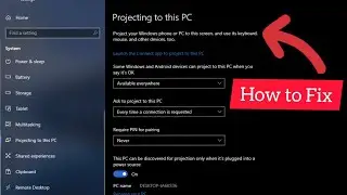 How to Fix Projecting to this 💻 PC,  Feature Disabled Problem in window10(Hindi )